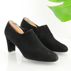 Stuart Weitzman Womens Boot Size 6 Black Suede Stretch Block Heel Bootie Elegant